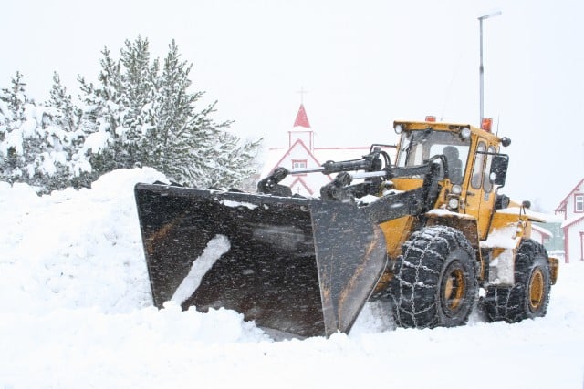 Snö i Akureyri