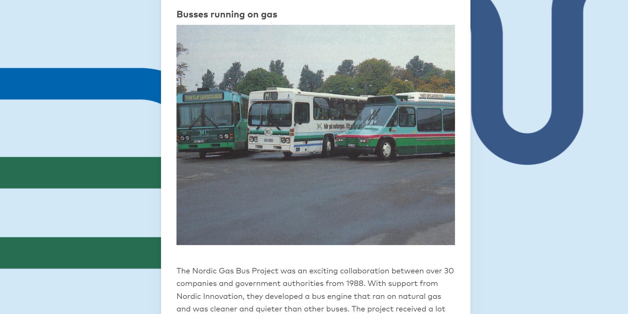 Nordic Gas bus-prosjekt, 80-tallet, illutrasjon fra "Innovation in the Nordics 1973-2023"