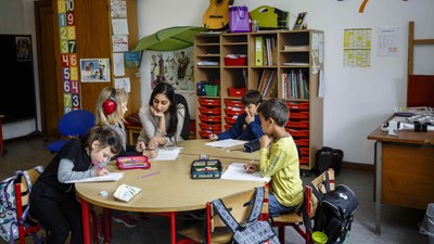 Barn på skole_illustrasjon, foto: Norden.org